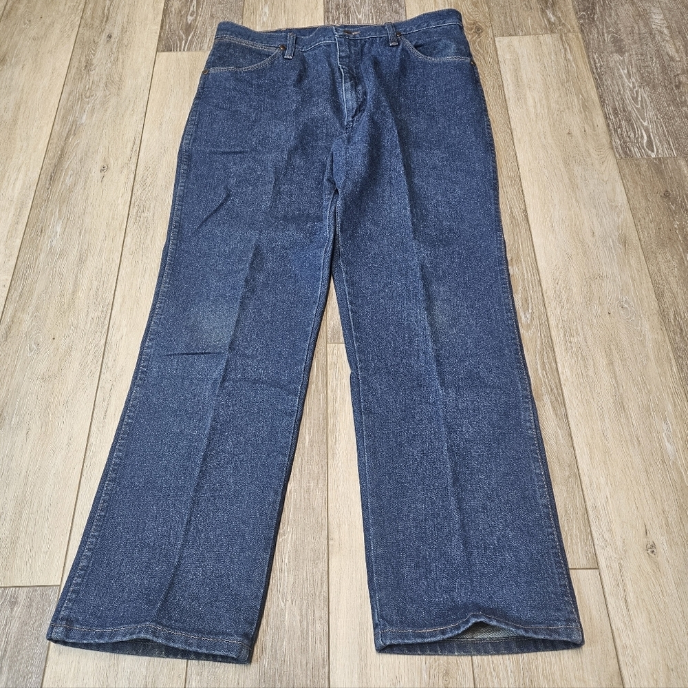 Wrangler Vintage Dark Wash Straight Leg Relax Fit Jeans Men's 36 X 30 Made USA